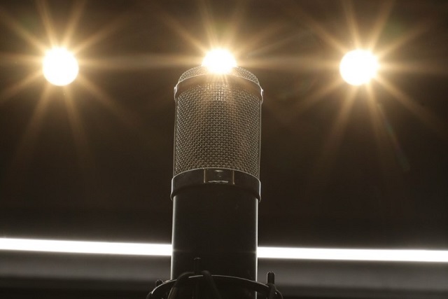 Professional recording microphone setup at Toswave Sound Design Studio Madurai